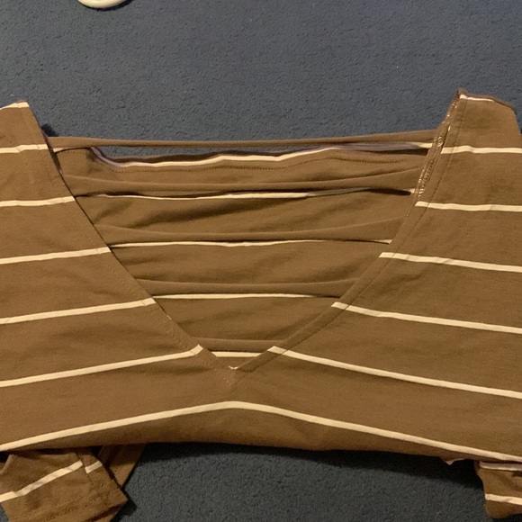 XL Beige and White Striped Dress - Picture 4 of 4